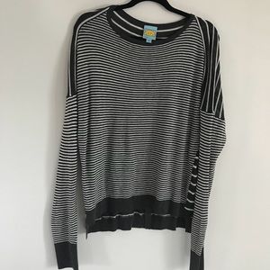 C&C California Charcoal & White Striped Crew Shirt